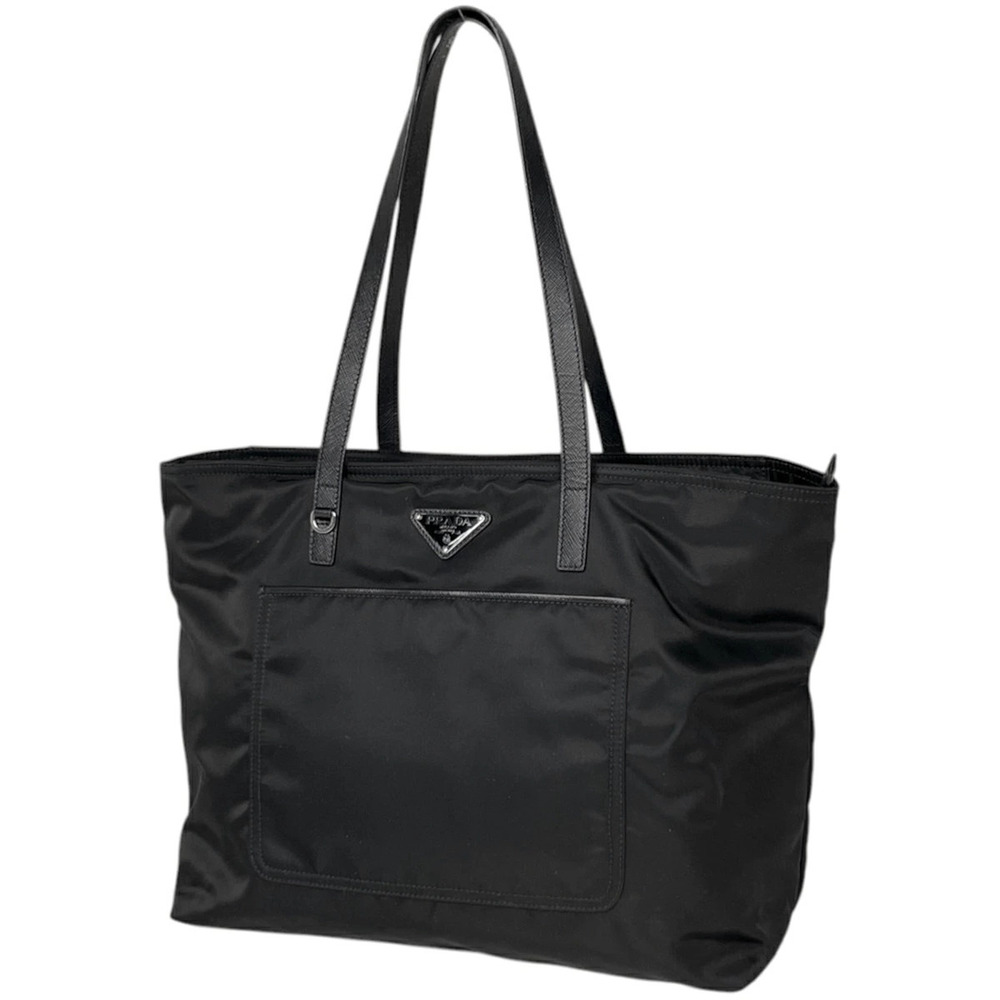 Prada Tote Tessuto Saffiano Bag Plate Nero Black